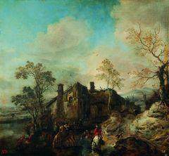 Cornelis van Dalem Landscape with Farmhouse oil painting image